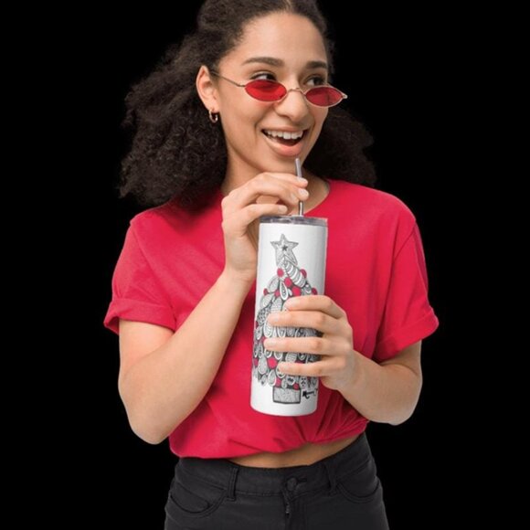 Christmas Tree Tumbler by Momma Balisti - 20oz Stainless Steel Tumbler - Picture 3 of 4